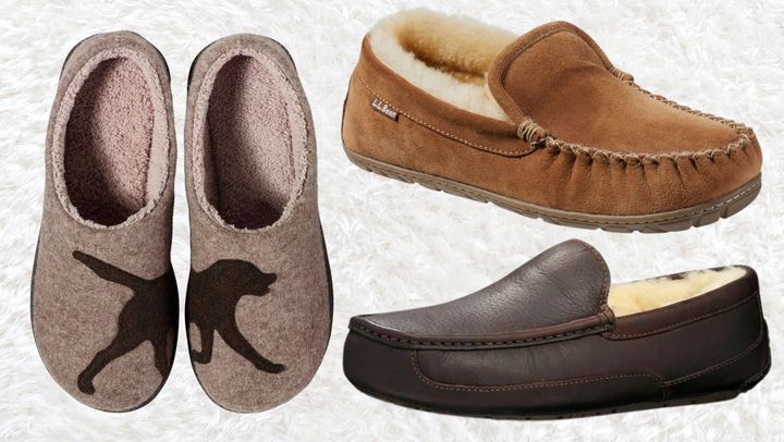 L.L.Bean Daybreak Scuff slippers, L.L.Bean Wicked Good Venetian slippers and Ugg Ascot leather slippers.
