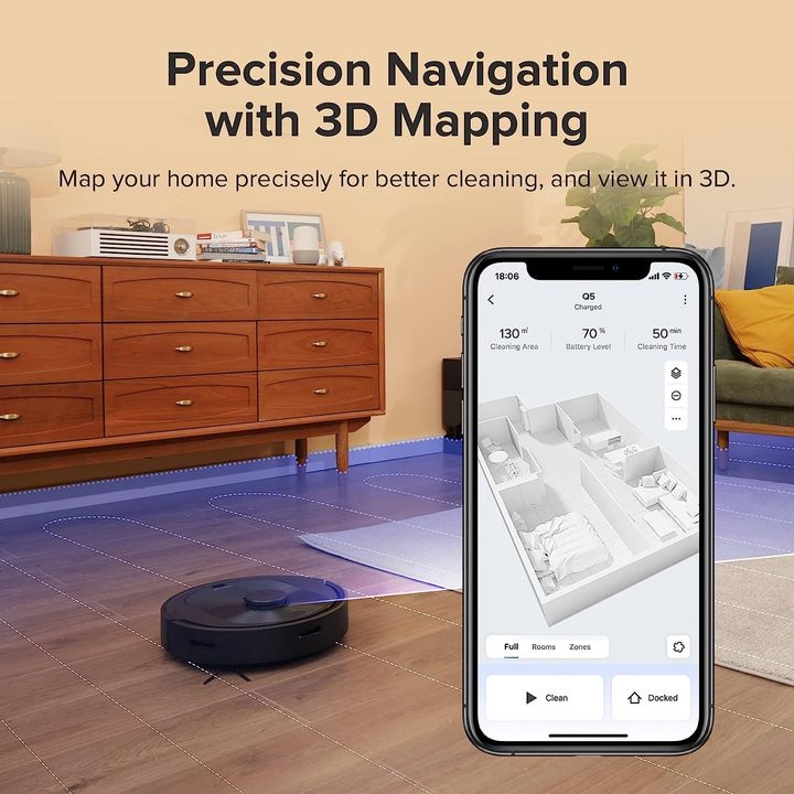 The Roborock Q5 has laser-assisted mapping so you can tell it what rooms — or even specific spots — to clean or avoid.