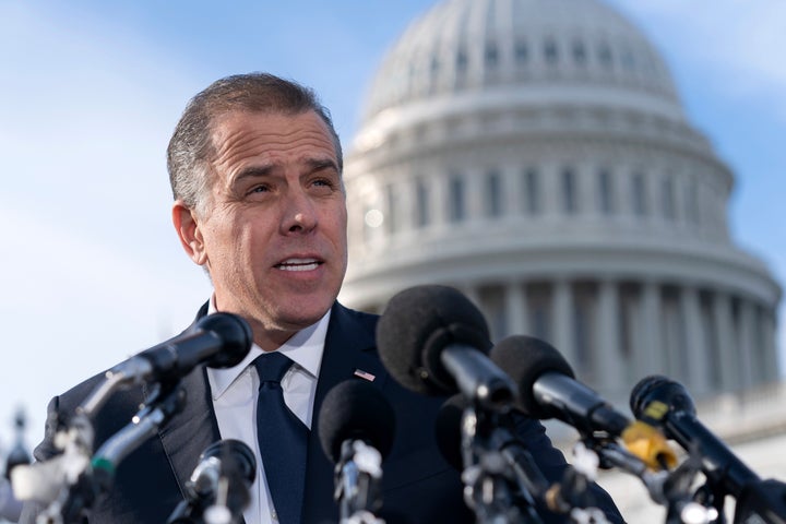 Hunter Biden, son of President Joe Biden, talks to reporters at the U.S. Capitol in Washington, D.C., on Dec. 13.