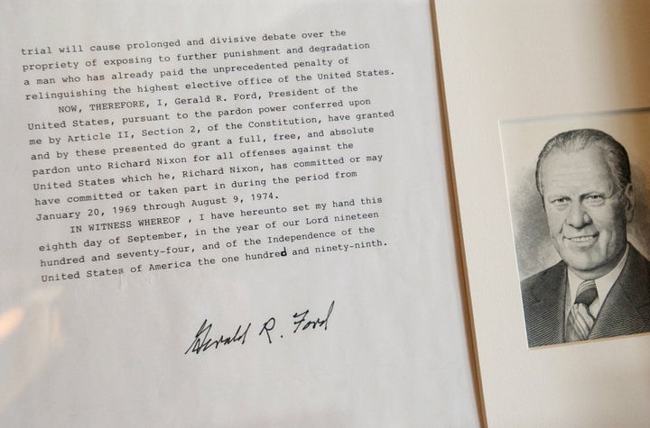 President Gerald Ford pardoned predecessor Richard Nixon in 1974 for "for all offenses against the United States which he … has committed or may have committed or taken part in."