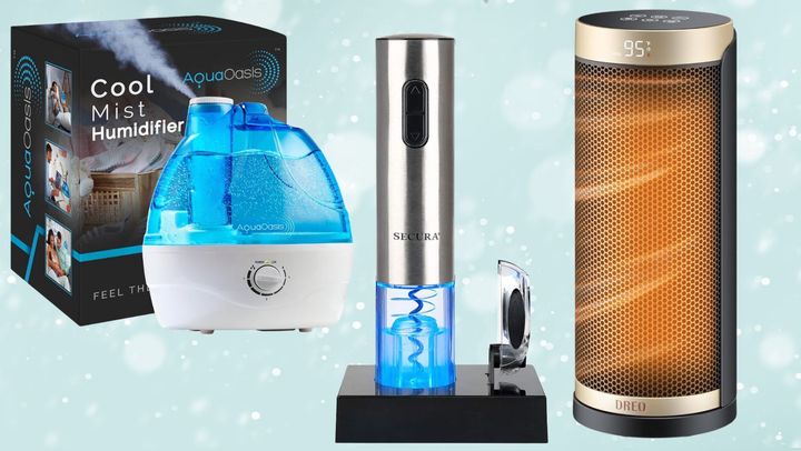 An ultrasonic humidifier, an electric wine bottle opener and a Dreo space heater. 