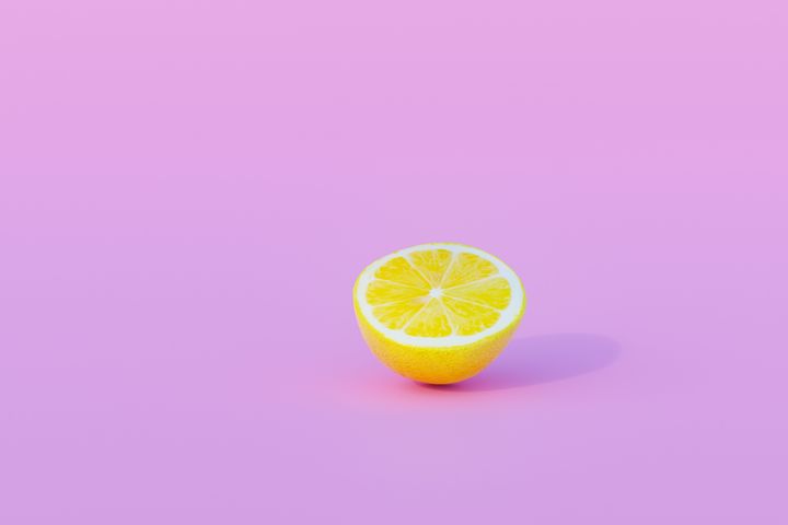 3d Render of Lemons on Pink Background, Concept of Food and Healthy Life