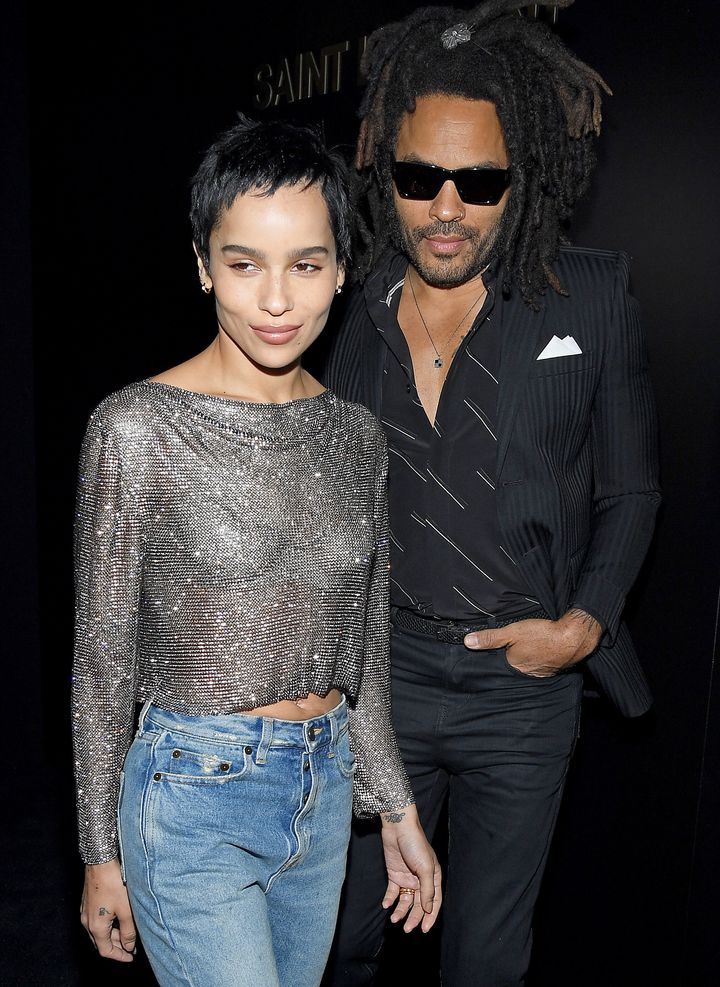 Zoë Kravitz and Lenny Kravitz attend Paris Fashion Week in February 2020. The proud dad recently shared his thoughts on his daughter's engagement to "Magic Mike" star Channing Tatum.