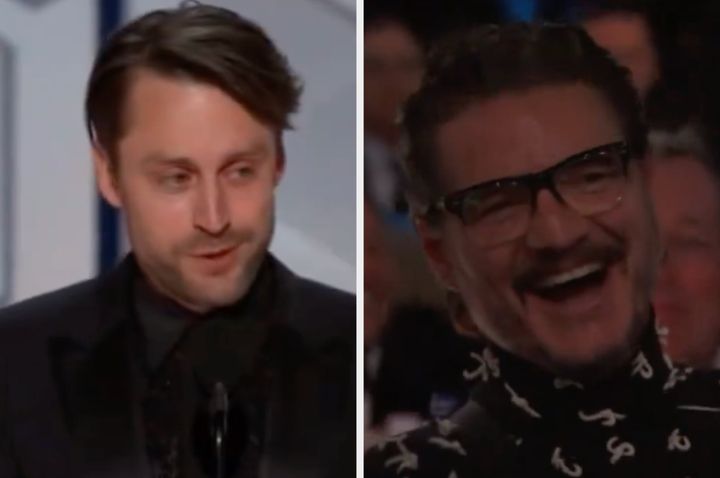 Kieran Culkin and Pedro Pascal at the Golden Globes