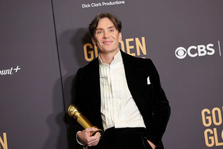 Cillian Murphy backstage at the Golden Globes after winning his award