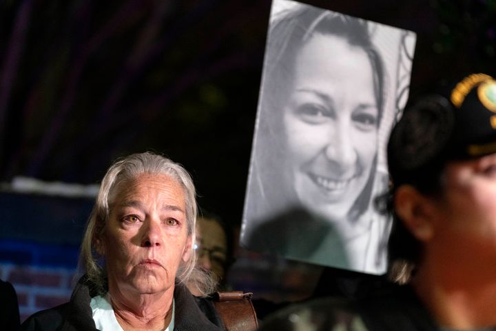 Ashli Babbitt's mother Micki Witthoeft attends a candlelight vigil in support of the so-called "political prisoners" of the Jan. 6 insurrection.