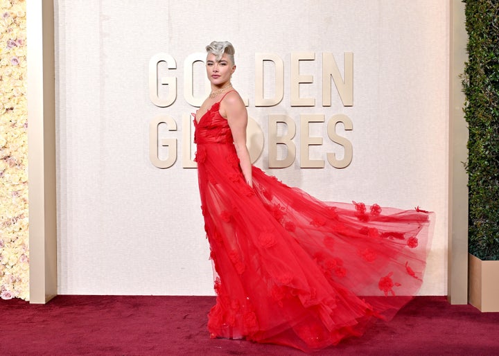 Florence Pugh Brings the Sheer Dress Trend to the Golden Globes 2024