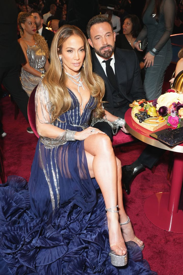 Jennifer Lopez, left and Ben Affleck at the 2023 Grammy Awards. 