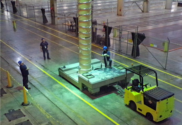 Workers at the Ohio-based nuclear enricher Centrus erecting a centrifuge for producing the special kind of uranium fuel known as HALEU.