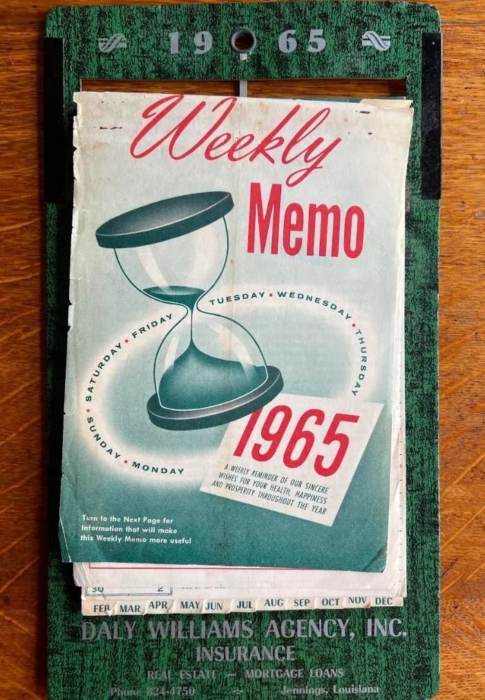 筆者の父親が使っていた1965年のカレンダー