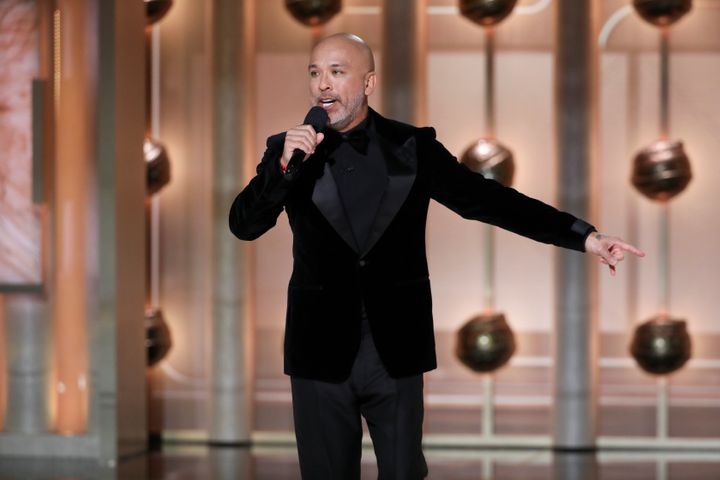 Jo Koy on stage at the Golden Globes