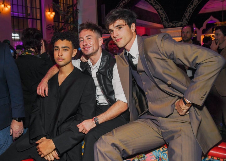 Barry Keoghan with Saltburn co-stars Archie Madekwe and Jacob Elordi at the film's premiere last year.