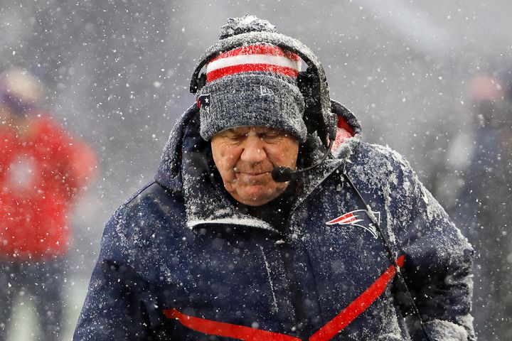 Bill Belichick pictured during his season-ending defeat to the New York Jets. It is now expected to be his final game as head coach of the Patriots.