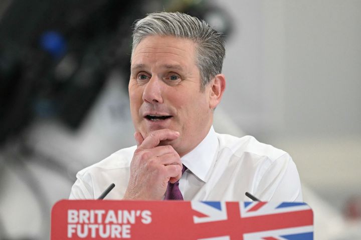 Keir Starmer, Britain's main opposition Labour Party leader, delivers a speech at the National Composites Centre at the Bristol and Bath Science Park in Bristol on Jan. 4.
