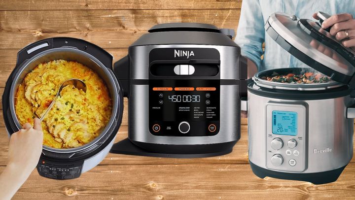 The Cosori electric pressure cooker from Amazon, the Ninja Foodi 14-in-one pressure cooker, steam fryer and crisper from Amazon and the Breville Fast Slow Pro Multicooker from Sur La Table.