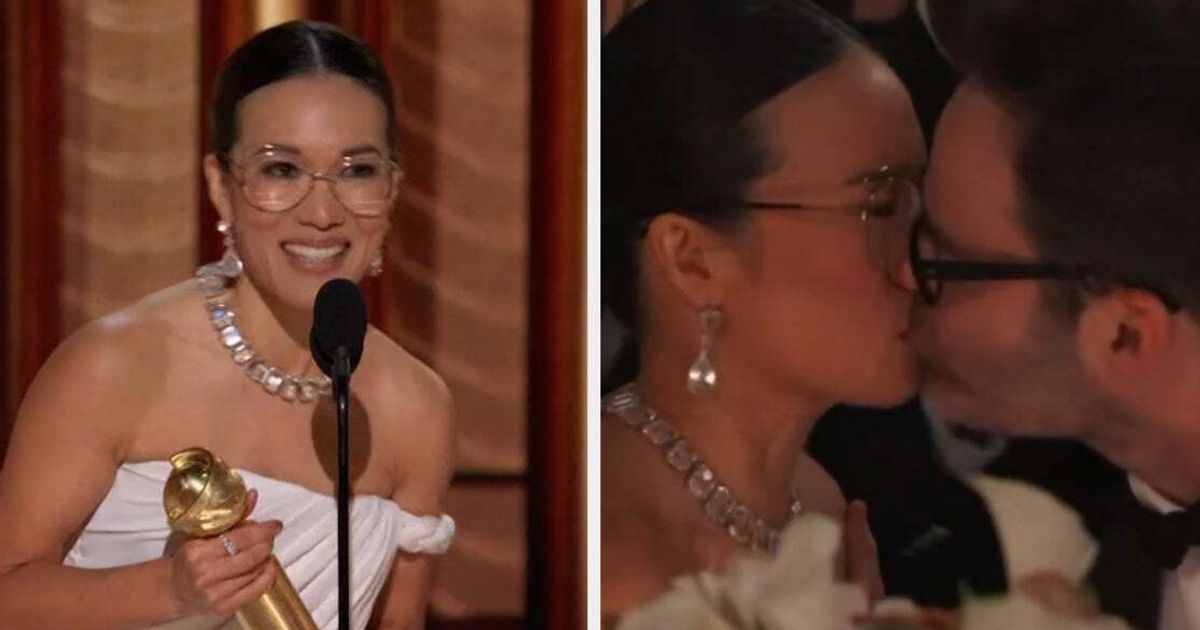 The Internet Is Obsessed With Ali Wong Kissing Bill Hader After Her Golden Globes Win