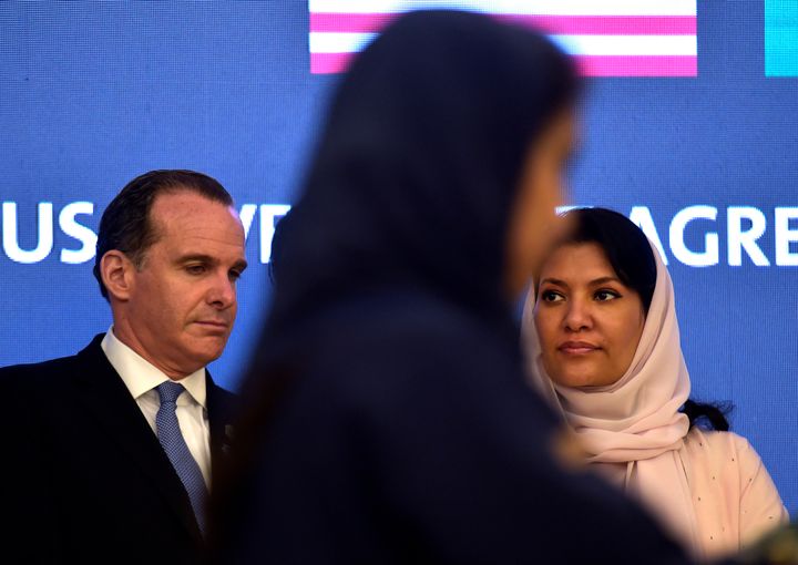 White House official Brett McGurk (left) has worked closely with Princess Reema bint Bandar al Saud (right), the Saudi ambassador to the U.S.