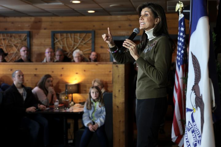 Former South Carolina Gov. Nikki Haley spoke to voters in Davenport, Iowa, on Saturday, two days from the state's first-in-the-nation caucuses.