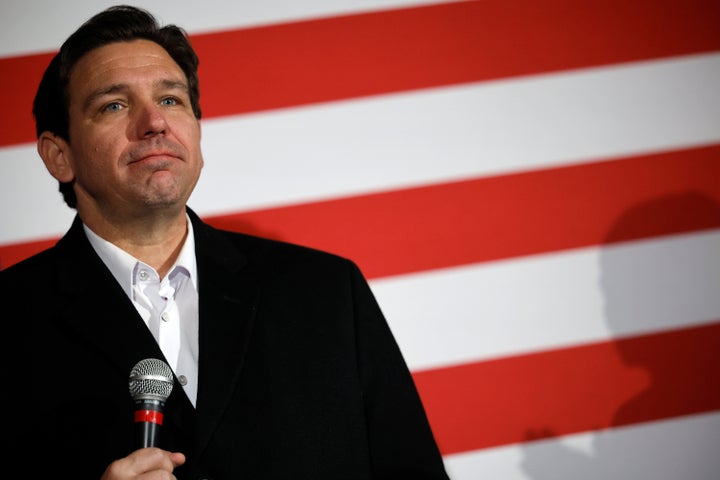 Florida Gov. Ron DeSantis speaks during a campaign event in Cedar Rapids, Iowa on Sunday.