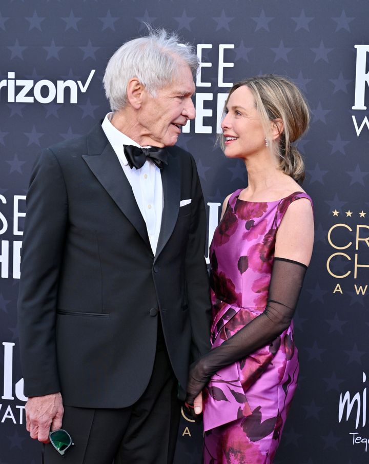 Harrison Ford and Calista Flockhart pictured on the Critics' Choice Awards red carpet
