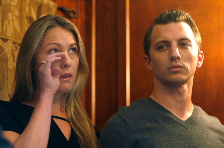 Denise Huskins and Aaron Quinn appear at a news conference on Sept. 29, 2016, in San Francisco after Matthew Muller pleaded guilty to kidnapping Huskins in March 2015.