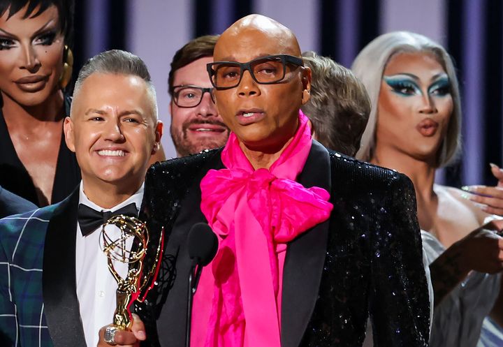RuPaul on stage at the Emmys on Monday night