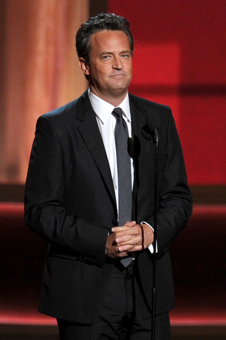 Matthew Perry on stage at the Emmys in 2012
