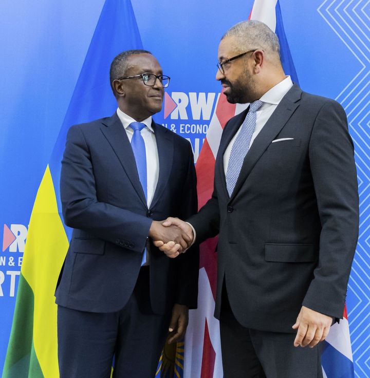 UK Home Secretary James Cleverly and Rwandan Foreign Minister Vincent Biruta