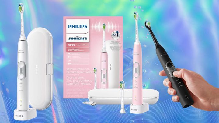 Available in four colors, the Philips Sonicare toothbrush also comes with a charging travel case.