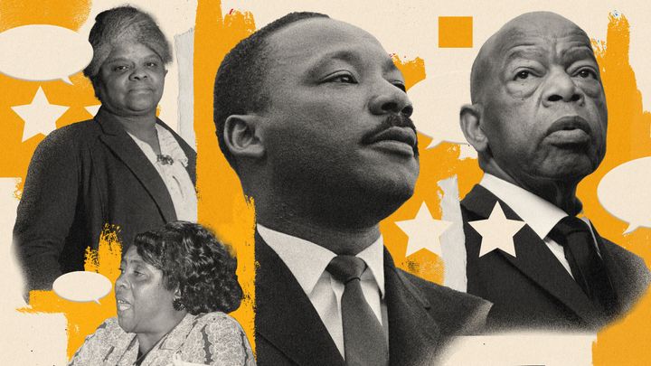 From left: Ida B. Wells, Fannie Lou Hamer, Martin Luther King Jr. and John Lewis.