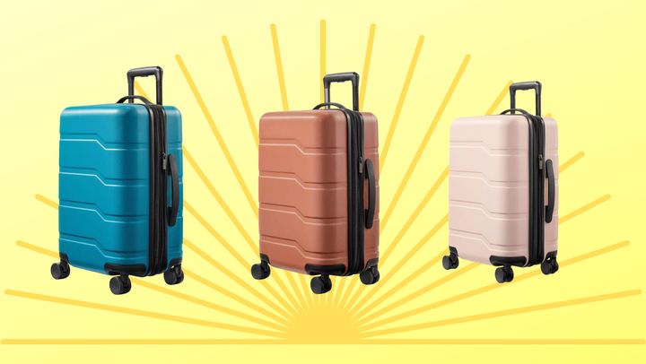 The suitcase is available at Target in six colors.