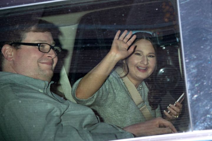 Anderson and Blanchard are seen leaving "The View" on Jan. 5, 2024, in New York.