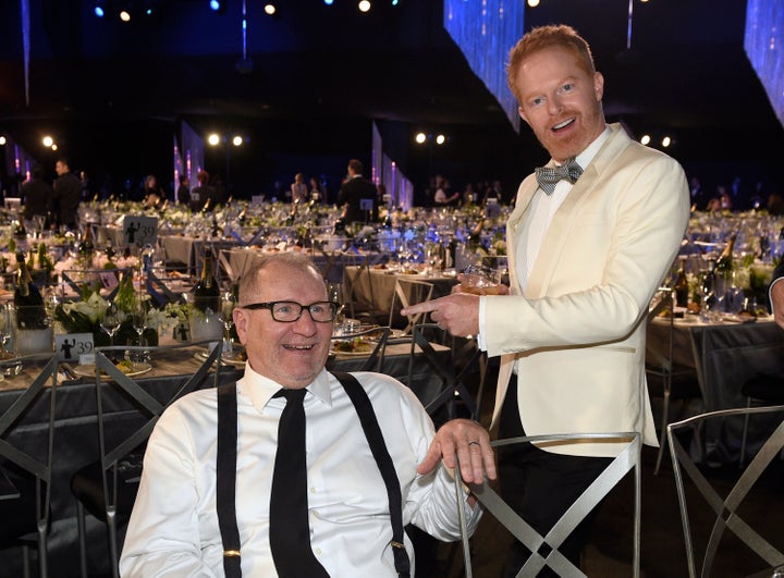 Ed O'Neill with "Modern Family" co-star Jesse Tyler Ferguson at the Screen Actors Guild Awards in 2017. O'Neill told Ferguson recently how he nearly joined the mob.