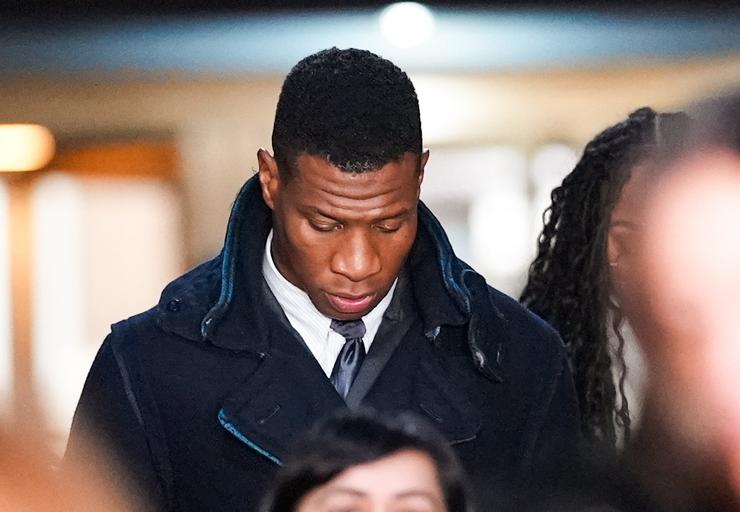 Jonathan Majors leaves the courthouse Dec. 15 following closing arguments in his domestic violence trial in Manhattan. He was convicted of assault and harassment.