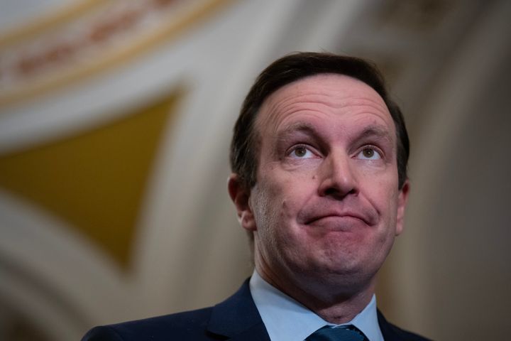 Sen. Chris Murphy (D-Conn.) speaks at a news conference Wednesday following a closed-door lunch meeting with Senate Democrats at the Capitol. He said the House has a duty to "seek bipartisan compromises on tough, tough issues.”