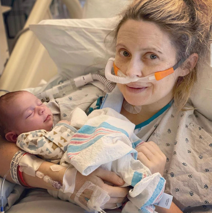 The author in the ICU during a visit with her daughter.