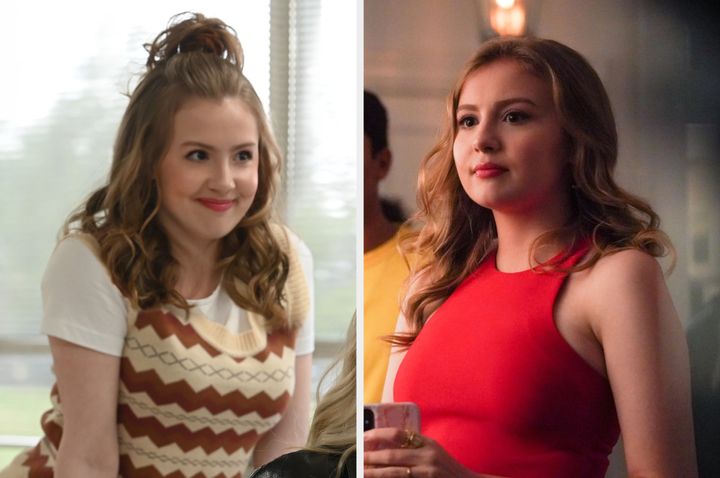 Bebe Wood in Mean Girls (left) and Love Victor (right)