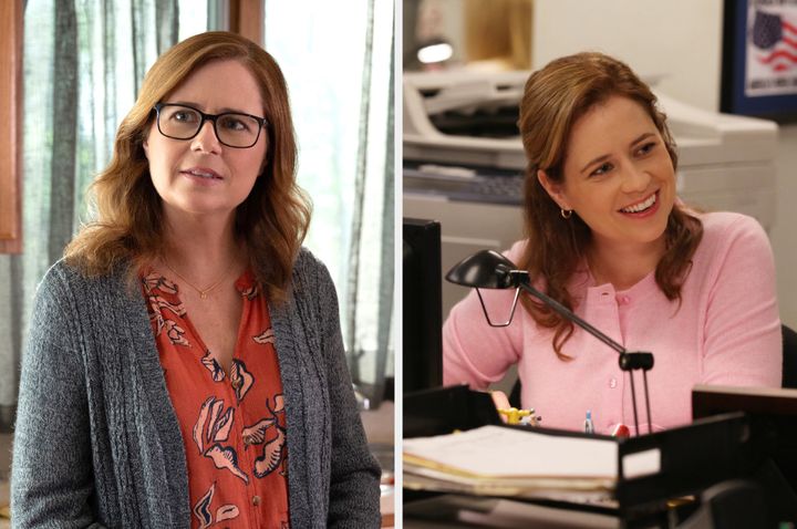 Jenna Fischer in Mean Girls (left) and The Office (right)
