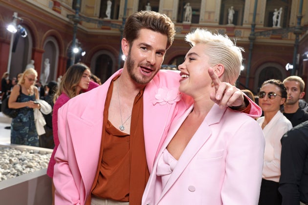 Andrew Garfield and Florence Pugh at Paris Fashion Week in October