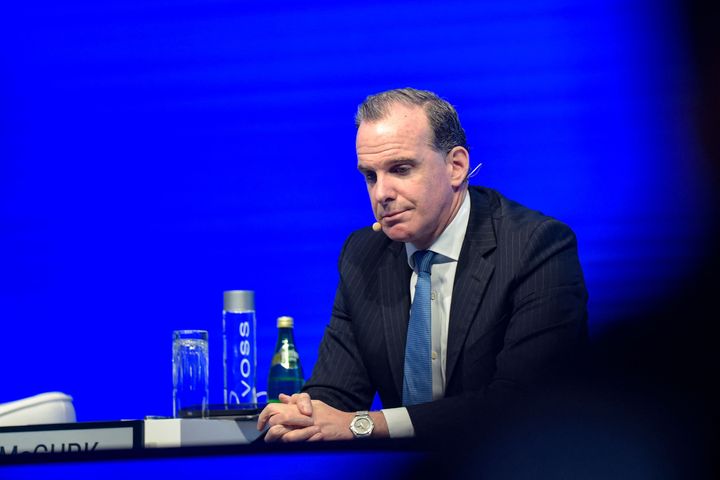 Brett McGurk speaks during a security conference in Manama, Bahrain, on Nov. 18, 2023.