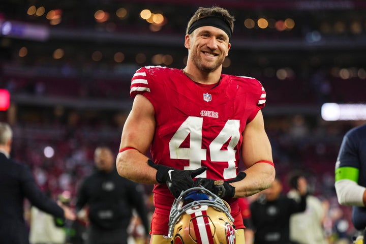San Francisco 49ers player Kyle Juszczyk made sure to hype up his wife's work on X as Swift’s game day ensemble was making waves.
