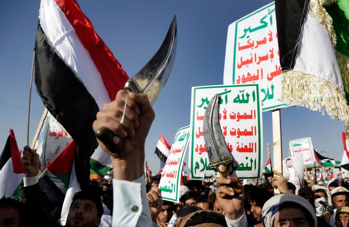 Συγκέντρωση υποστηρικτών των Χούθι υπέρ των Παλαιστινίων στην Σαναά