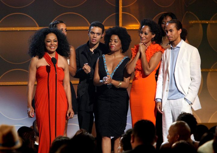Diana Ross accepts the Lifetime Achievement Award, which was presented to her by her children Chudney Ross, Evan Ross, Rhonda Ross, Tracee Ellis Ross and Ross Naess, during the 2007 BET Awards.