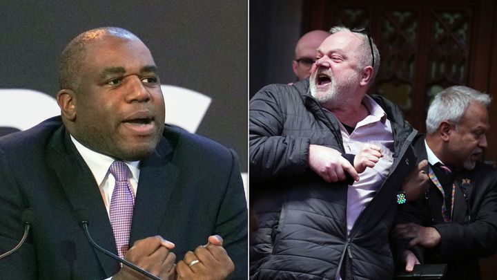 David Lammy was interrupted by protesters repeatedly on Saturday