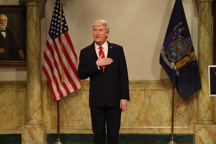 This week's "Saturday Night Live" opened with a scene from the world of Donald Trump. Pictured is James Austin Johnson as Trump.