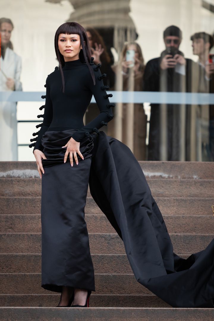 The "Euphoria" actor's all-black outfit was a throwback to the era of Audrey Hepburn. 