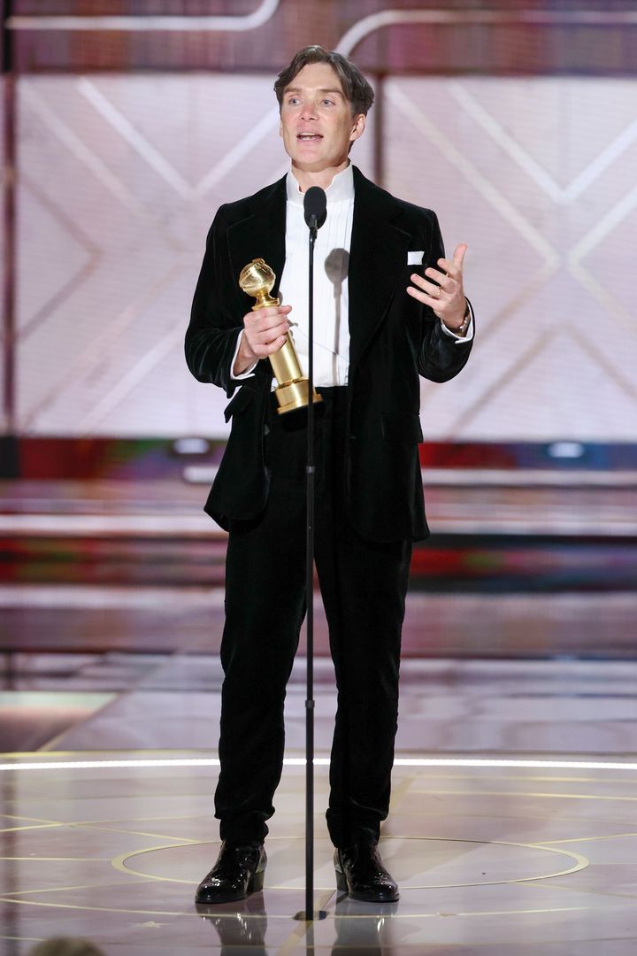 Cillian on stage at the Golden Globes earlier this year