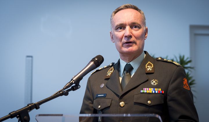 Retired General Tom Middendorp speaks during a press conference in the Hague, the Netherlands, on March 17, 2014. 