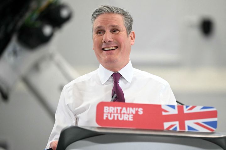 Britain's main opposition Labour Party leader Keir Starmer smiles as he delivers a speech at the National Composites Centre at the Bristol and Bath Science Park in Bristol, south-west England on January 4, 2024. Britain's main opposition leader Keir Starmer said Thursday that a much-anticipated general election this year will offer the UK the chance to "get our future back". (Photo by JUSTIN TALLIS / AFP) (Photo by JUSTIN TALLIS/AFP via Getty Images)