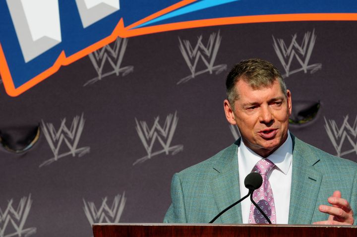 Vince McMahon appears in Miami on April 1, 2012, ahead of WrestleMania XXVIII. McMahon, the co-founder of the WWE, has been accused of raping, trafficking and exploiting a former employee.